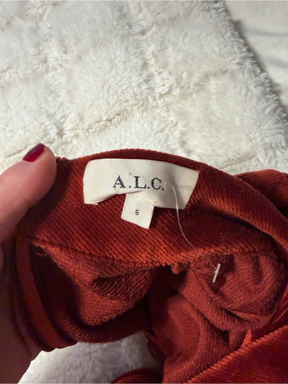 A.L.C. Rust Velvet Ruched Mini Dress - Picture 3 of 3